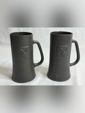 Vintage-1970s Playboy Beer Stein Mug Bundle of 2 Tall Mugs